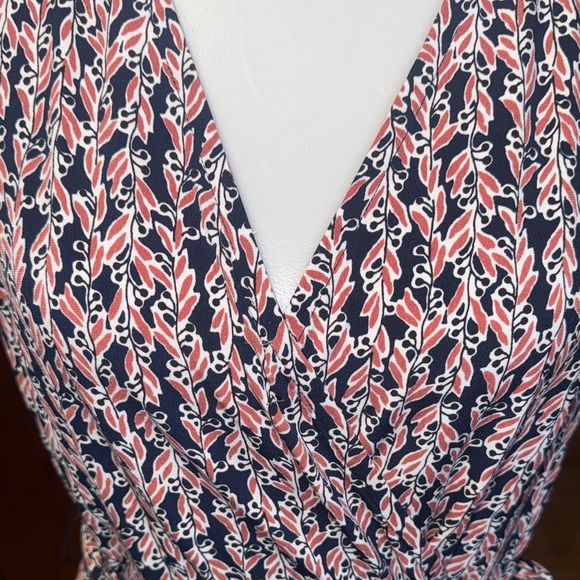 LOFT size small Pink and navy  Patterned tie Dress S 4/6 - Picture 5 of 13